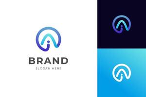 letter ai identity logo design with multicolor shape icon design element, minimalist style for business technology and company identity vector