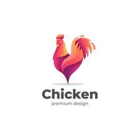 colorful rooster logo design illustration. poultry chickens roosters gradient vector logo template