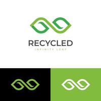 Leaf infinity logo icon design symbol, nature limitless logo design vector template for recycled logos