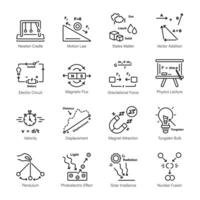 Pack of 16 Physics Experiment and Equations Linear Icons vector