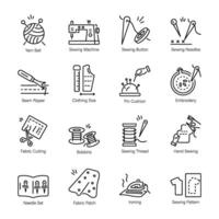 Bundle of Modern Sewing Linear Icons vector