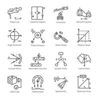 Physics Practicals and Equations Linear Icons vector