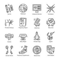 Collection of Linear Style Maternity Icons vector