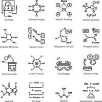 conjunto de química estudiar lineal íconos vector