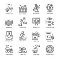 Set of 16 Linear Style Lottery Icons vector