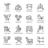 Set of 16 Motherhood Line Style Icons vector