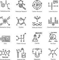 químico fórmulas y laboratorio experimentos lineal íconos vector