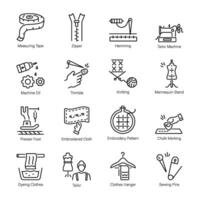 Collection of Stitching Linear Icons vector