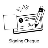 Trendy Signing Cheque vector