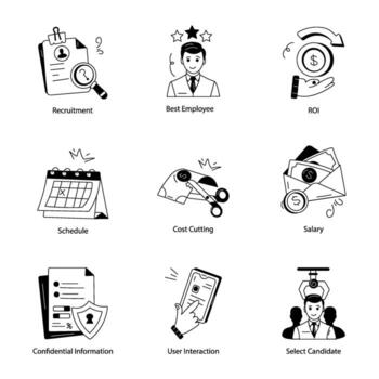 Set of Business Tasks Linear Icons vector