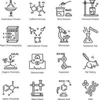 Pack of Chemical Equations and Lab Experiments Linear Icons vector