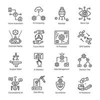 Latest Pack of AI Learning Linear Icons vector