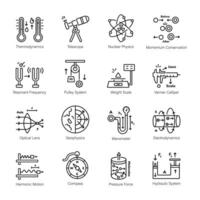 Bundle of Physics Study Linear Icons vector