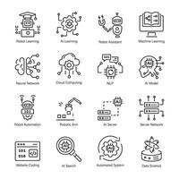 Bundle of 16 Machine Learning Linear Icons vector