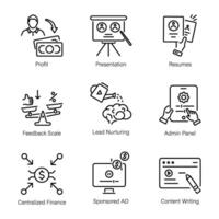 Set of Lead Generation and Content Marketing Linear Icons vector