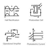 Set of Physics Linear Icons vector