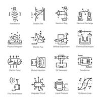 Bundle of Physics Diagrams Linear Icons vector