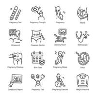 Set of 16 Pregnancy Line Style Icons vector