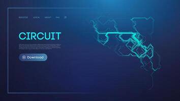 Blue circuit design for technology background vector