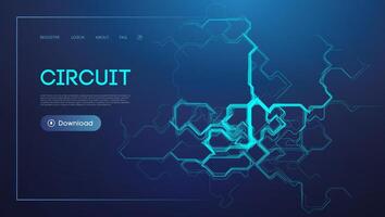 Blue circuit design for technology background vector