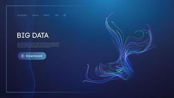 Blue Web Design with Abstract Colorful Data Stream Visualization vector