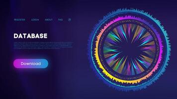 Vibrant Database Wheel Chart on Ultraviolet Background vector