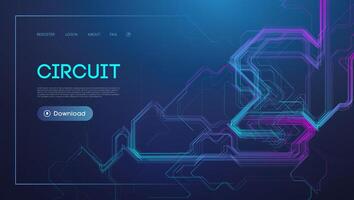 Neon circuit pattern for modern tech background vector