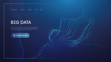 Big Data Download Concept with Blue Swirling Lines Design vector