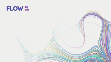 Flow Tech Multicolored Abstract Line Art on White Background vector