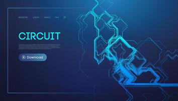 Blue and purple circuit graphic for technology concept vector