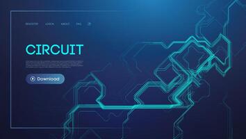 Blue circuit design for technology background vector