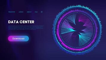 Colorful Data Center Infographic with Dark Theme vector