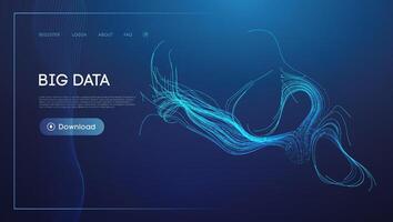 resumen datos corriente visualización en azul con fluido líneas vector