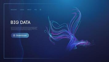 Abstract Vibrant Data Flow Concept on Dark Blue Background vector