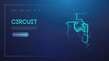 Blue circuit design for technology background vector