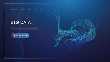 Abstract Vibrant Data Flow Concept on Dark Blue Background vector