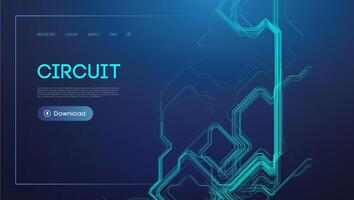 Blue circuit design for technology background vector