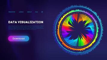 Colorful data wheel Infographic on Dark Background. Data visualization. vector