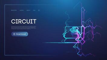 Neon Circuit Board Design on Dark Background for Technology Concept vector