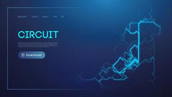 Electric blue circuit design on dark background vector