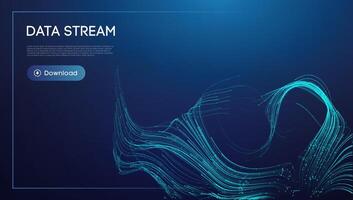 Data stream concept. Data visualization information flow. Blue technology background vector