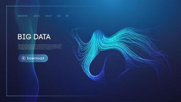 resumen datos corriente visualización en azul con fluido líneas vector