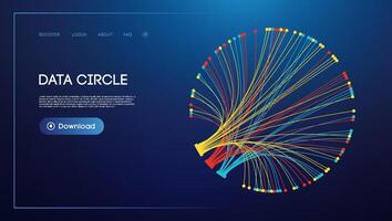 Data circle line flow and future technology. Data stream cloud network. vector