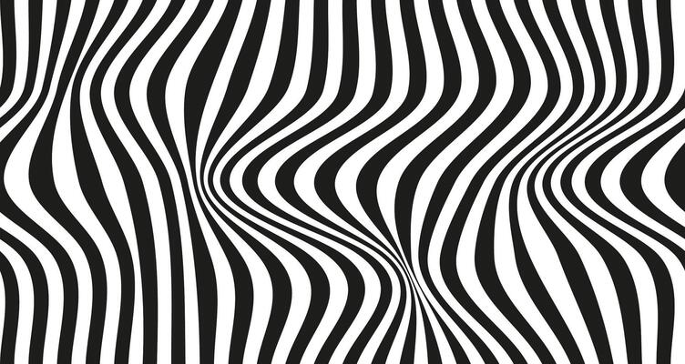 Op art wave seamless pattern. Stripe lines monochrome waves