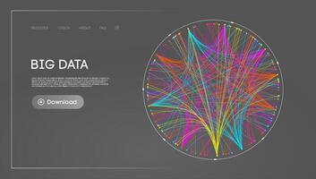 Big Data Circle blockchain technology background. Neural network digital background vector