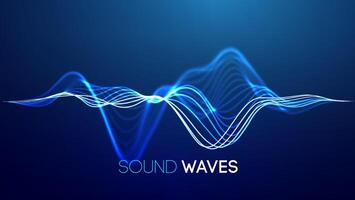 Sound wave blue technology background. Music wave futuristic big data background. vector