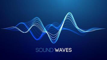 Sound wave blue technology background. Music wave futuristic big data background. vector