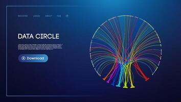 Data circle line flow and future technology. Data stream cloud network. vector