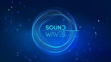 Sound wave circle visualization on blue background. vector