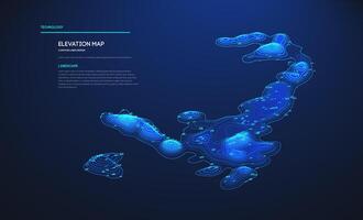 Topographic map blue technology background. Big data elevation map with contour lines. Topographic landscape design. vector